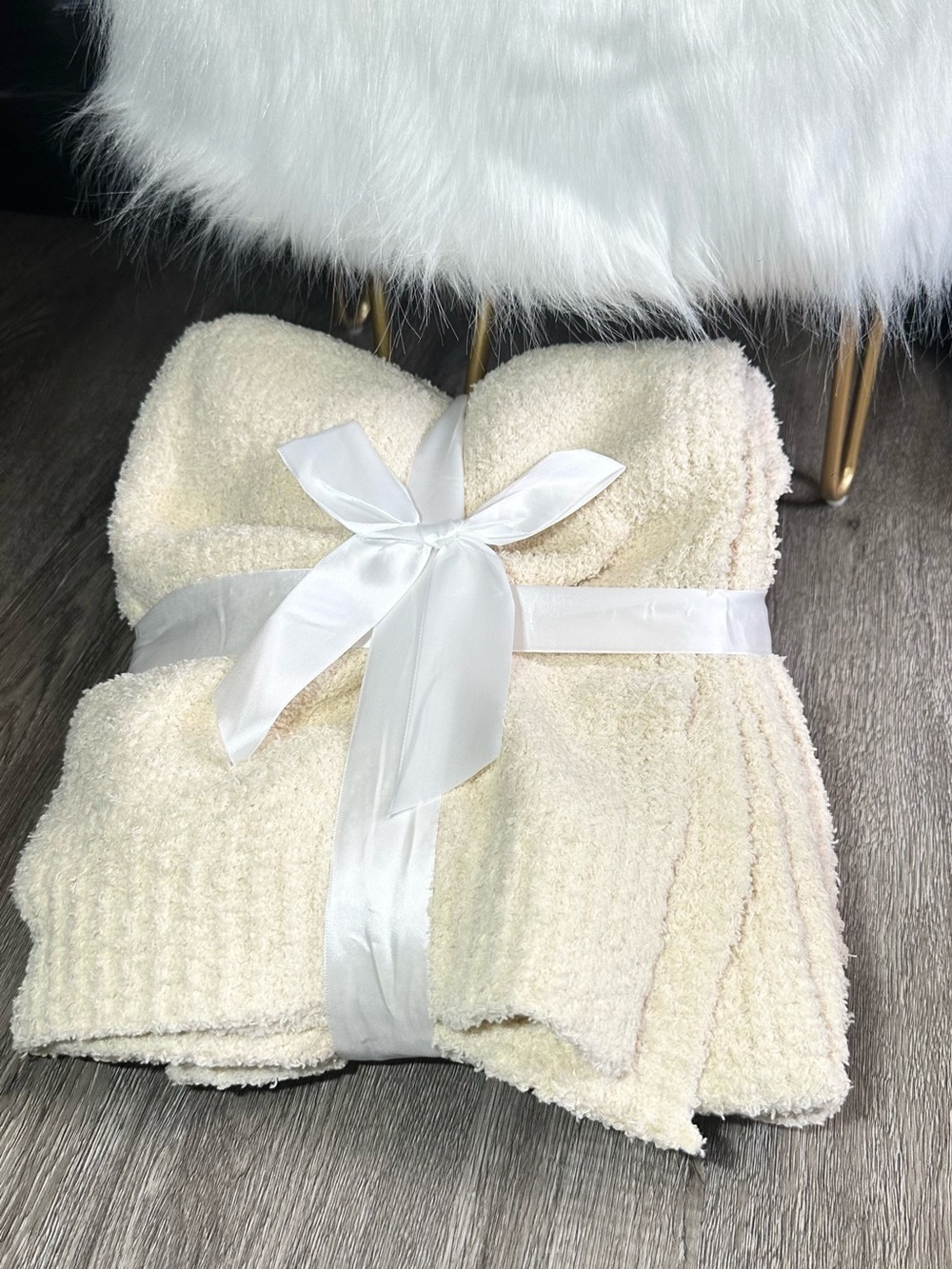 Cream Soft Plush Cozy Throw Blanket